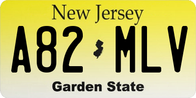 NJ license plate A82MLV