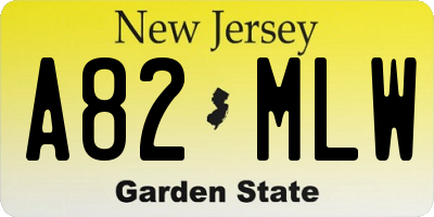 NJ license plate A82MLW