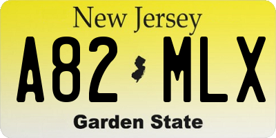 NJ license plate A82MLX
