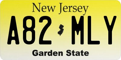NJ license plate A82MLY