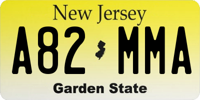 NJ license plate A82MMA