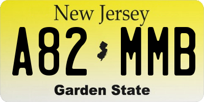 NJ license plate A82MMB