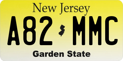 NJ license plate A82MMC