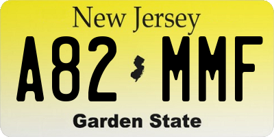 NJ license plate A82MMF