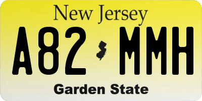 NJ license plate A82MMH