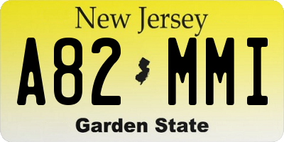 NJ license plate A82MMI