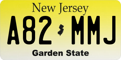 NJ license plate A82MMJ