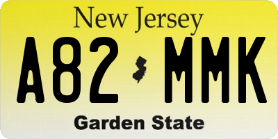NJ license plate A82MMK