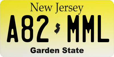 NJ license plate A82MML