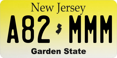 NJ license plate A82MMM