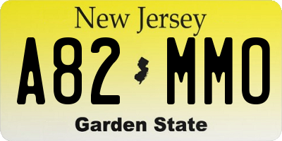 NJ license plate A82MMO