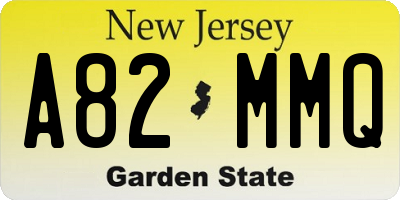 NJ license plate A82MMQ