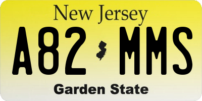 NJ license plate A82MMS