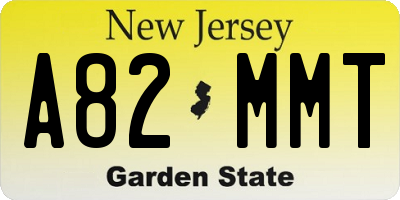 NJ license plate A82MMT