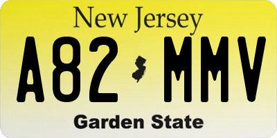 NJ license plate A82MMV