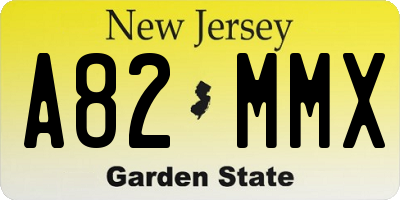 NJ license plate A82MMX