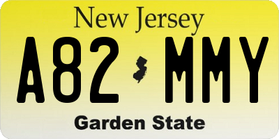 NJ license plate A82MMY