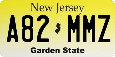 NJ license plate A82MMZ