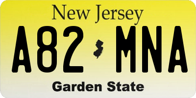 NJ license plate A82MNA