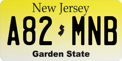 NJ license plate A82MNB
