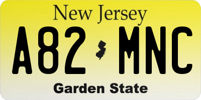 NJ license plate A82MNC