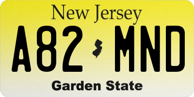 NJ license plate A82MND