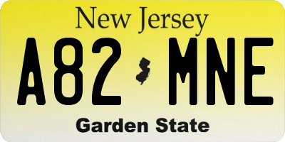NJ license plate A82MNE