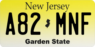 NJ license plate A82MNF