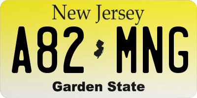 NJ license plate A82MNG