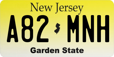 NJ license plate A82MNH