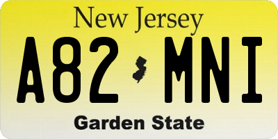 NJ license plate A82MNI
