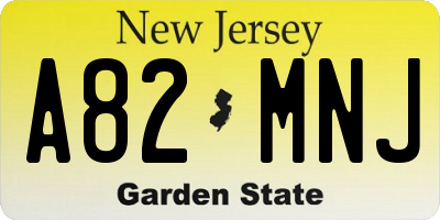 NJ license plate A82MNJ