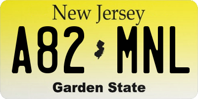 NJ license plate A82MNL