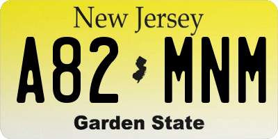 NJ license plate A82MNM