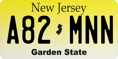 NJ license plate A82MNN