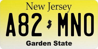 NJ license plate A82MNO