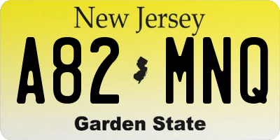 NJ license plate A82MNQ
