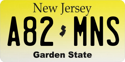 NJ license plate A82MNS