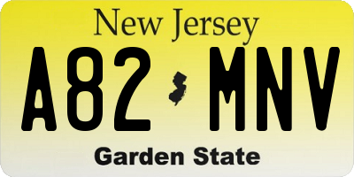 NJ license plate A82MNV