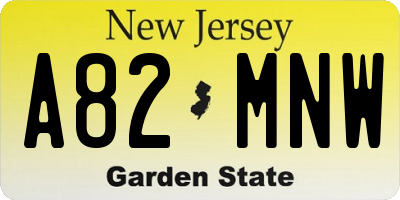 NJ license plate A82MNW