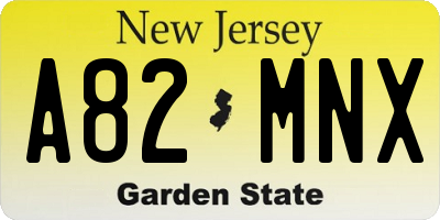 NJ license plate A82MNX