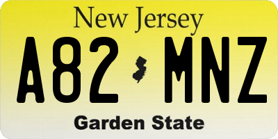 NJ license plate A82MNZ