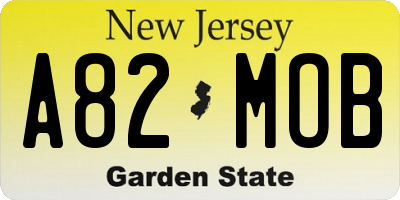 NJ license plate A82MOB