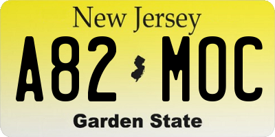 NJ license plate A82MOC