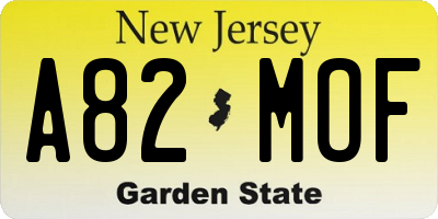 NJ license plate A82MOF