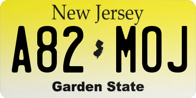 NJ license plate A82MOJ