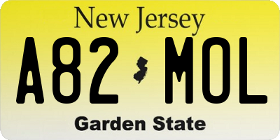 NJ license plate A82MOL