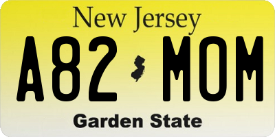 NJ license plate A82MOM