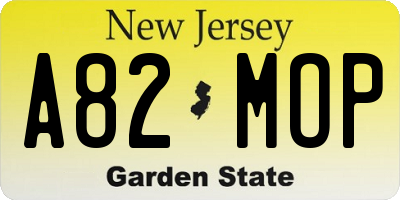 NJ license plate A82MOP