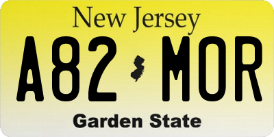 NJ license plate A82MOR